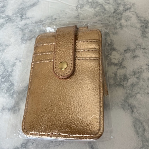 Faux Leather Credit Card Clutch Rose Gold NEW - Picture 5 of 6